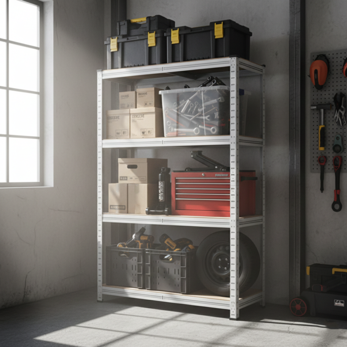 부원진열장 에코랙 저소음 조립식 철제 앵글선반, 5단, 화이트