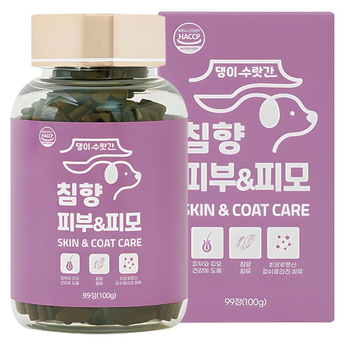 강아지 피부병 곰팡이성 피부염 피부영양제 발습진 아토피 모낭충 댕이수랏간 침향 피부&피모 100g, 1개, 피부/피모, 99정