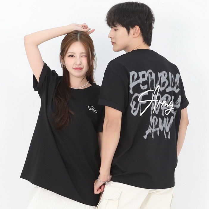 남녀공용 로카 반팔 오버핏 레터링 반팔티