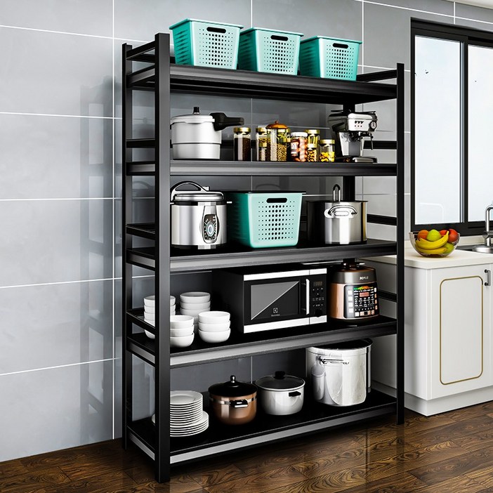 HOMEY NEST 철제 수납선반 조립 다용도 스피드랙 선반 FMS-FLS, 5단, 블랙