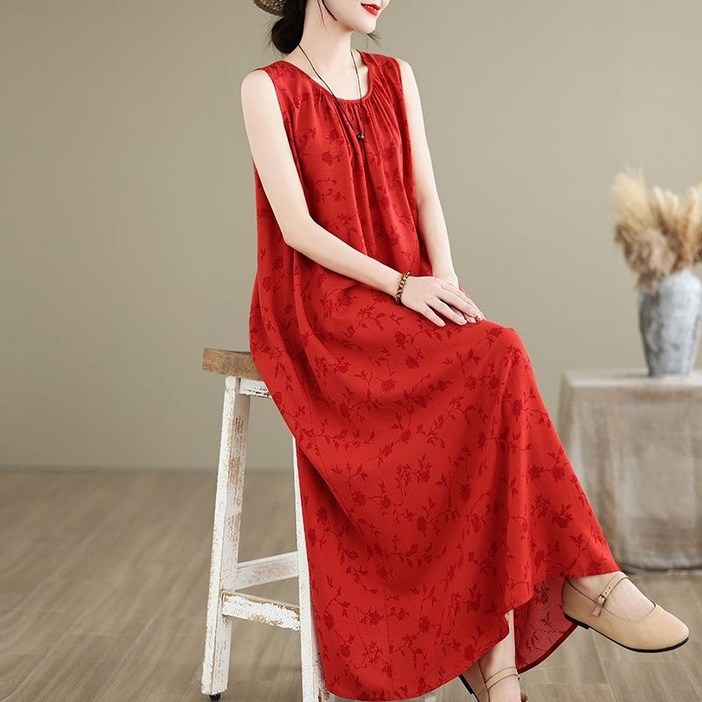 딜마켓 어서원피스  여성 데일리 예쁜 여름 민소매 나시 롱 원피스