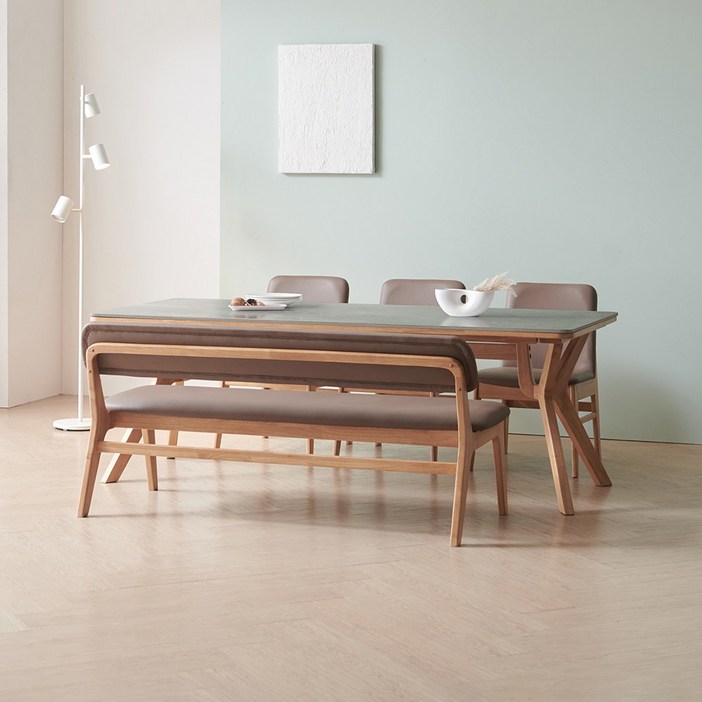 라로퍼니처 리버트 1900 포세린 통 세라믹 패밀리 6인 낮은 식탁 세트