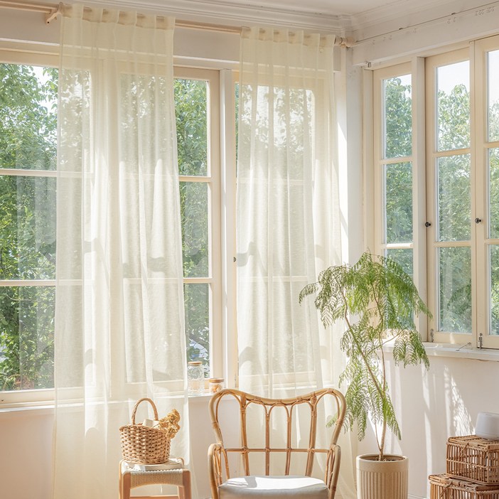 커튼킹 차르르 민자형린넨쉬폰커튼 거실커텐 봉집형 창문형커튼 1p