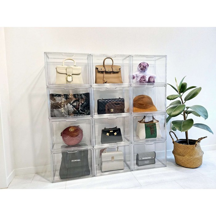 특대형 명품 신발 가방보관함 투명 아크릴 가방정리함, 402530cm, 6개, 투명