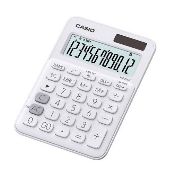카시오 컬러 계산기 MS20UC, 화이트, 1개