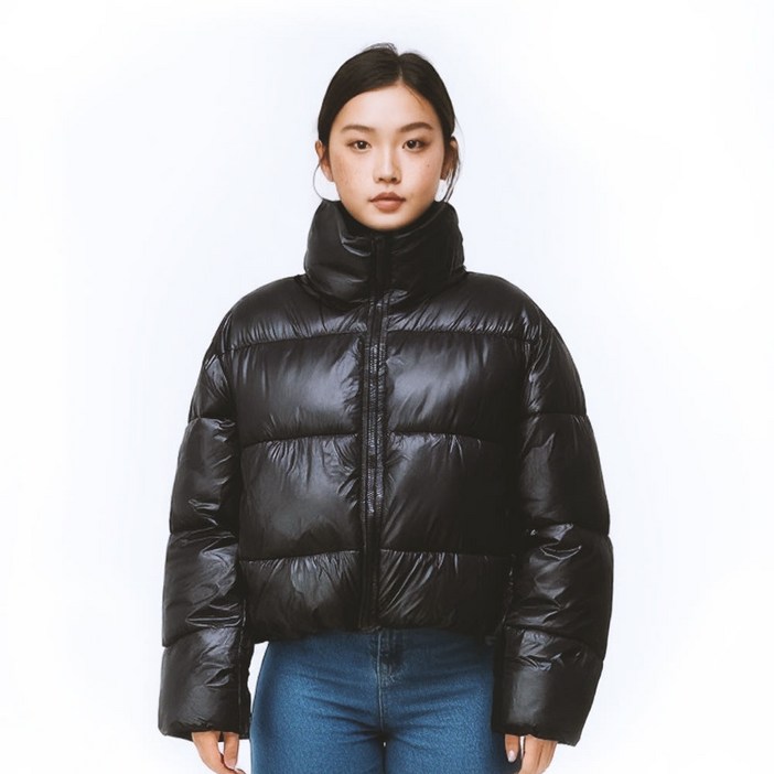 매드독캠프 여성 하이넥 웰론 투웨이 푸퍼 숏 패딩 점퍼 자켓 세미오버핏