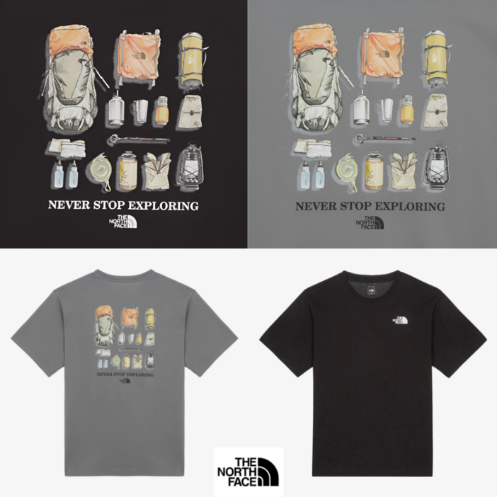 노스페이스 25SS 남성 캠핑 반팔티셔츠 백패킹프린트 루즈핏