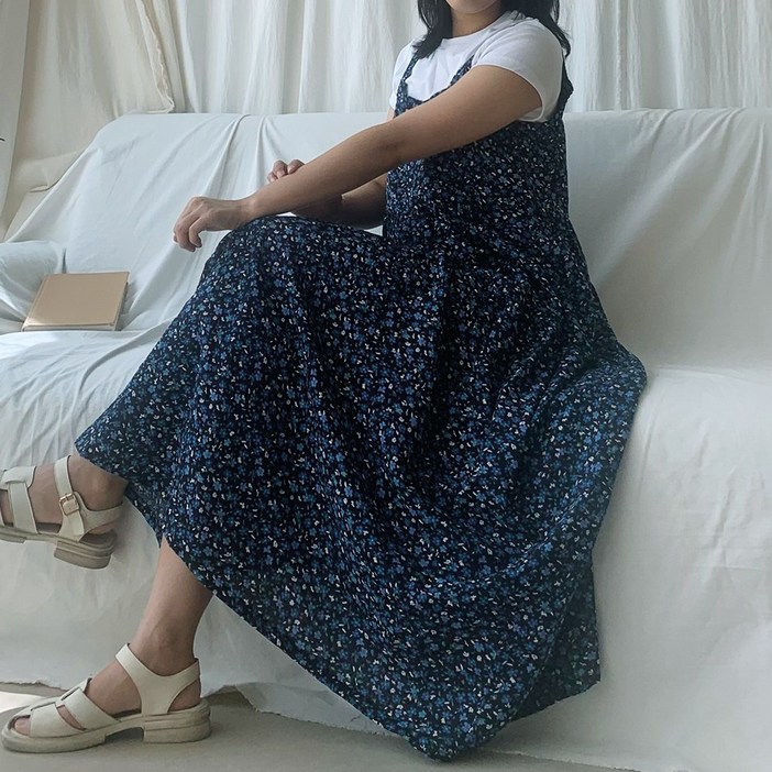 초록 파랑 다홍 플로랄 캉캉 끈나시 뷔스티에 다낭 원피스 5color