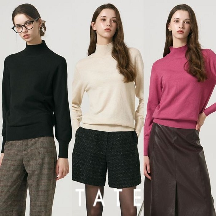 24FW 테이트 여성 메리노울 모크넥 니트3종 373157