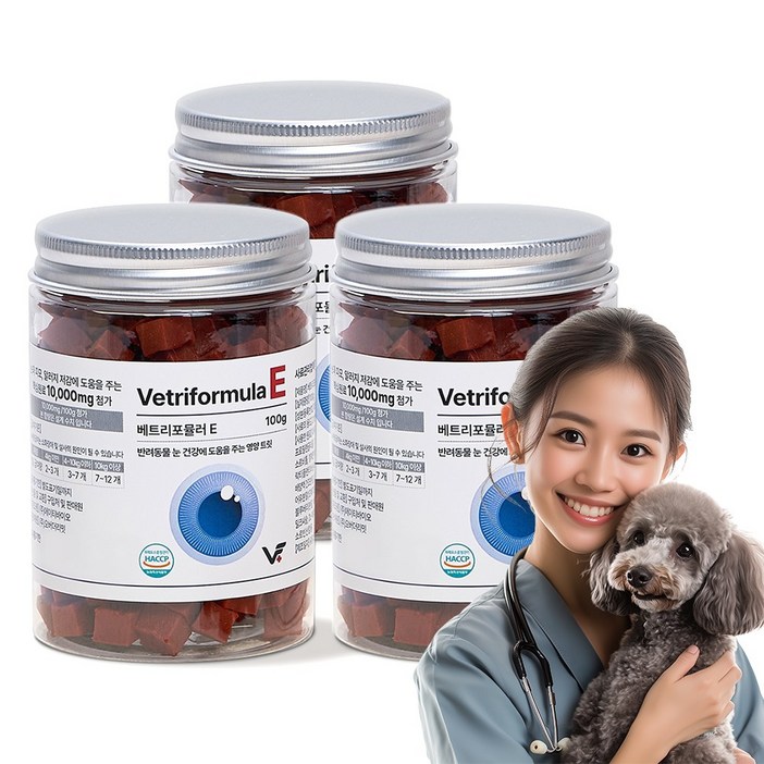 베트리포뮬러 반려동물 종합유산균영양제 관절 피부 면역 오메가3, 100g, 3개, E 눈영양제 루테인