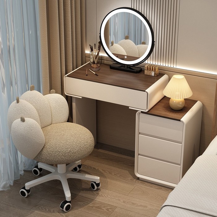 심플 수납형 거울 화장대 세트 가정용 거실 다용도 선반장 책상