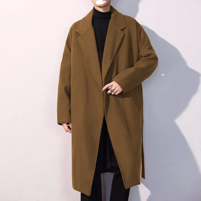 킹앤조이 클로비 노버튼 벨티드 롱코트기본안감