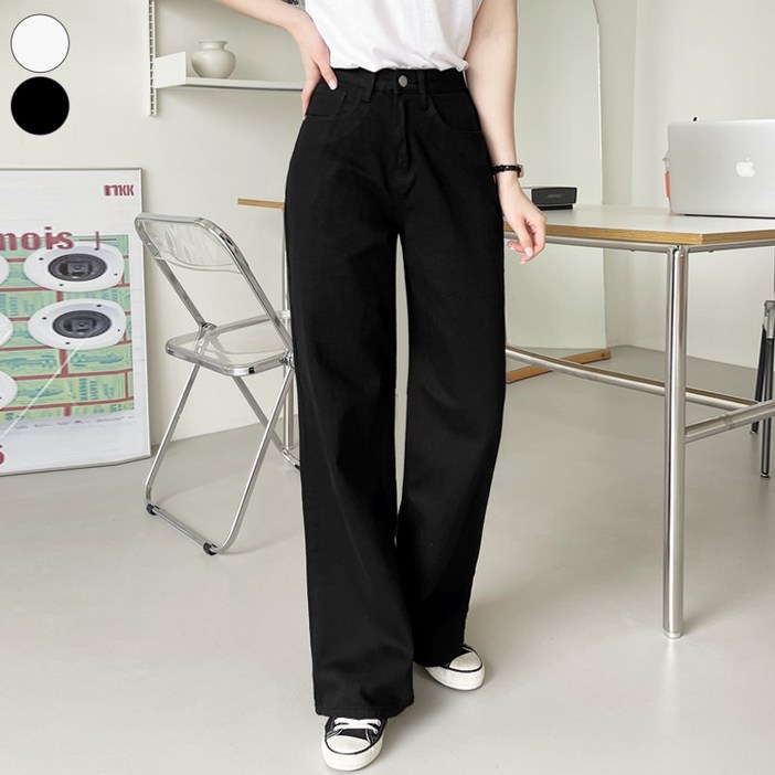 가비진 여성용 롱숏기장 선택 A라인 베이직 코튼 일자 와이드 팬츠 바지 키큰녀키작녀 면바지