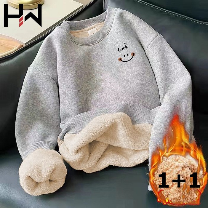 11 남녀공용 양털 기모 맨투맨 캐릭터 긴팔 티셔츠 빅사이즈 커플티 곰돌이 겨울