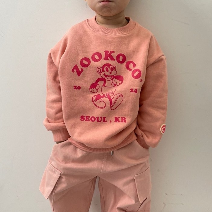 선물하기 좋은 아이 옷, 주코코 맨투맨 (분홍)