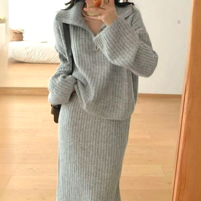 MUMUM 빅사이즈 루즈핏 겨울 니트 롱 원피스