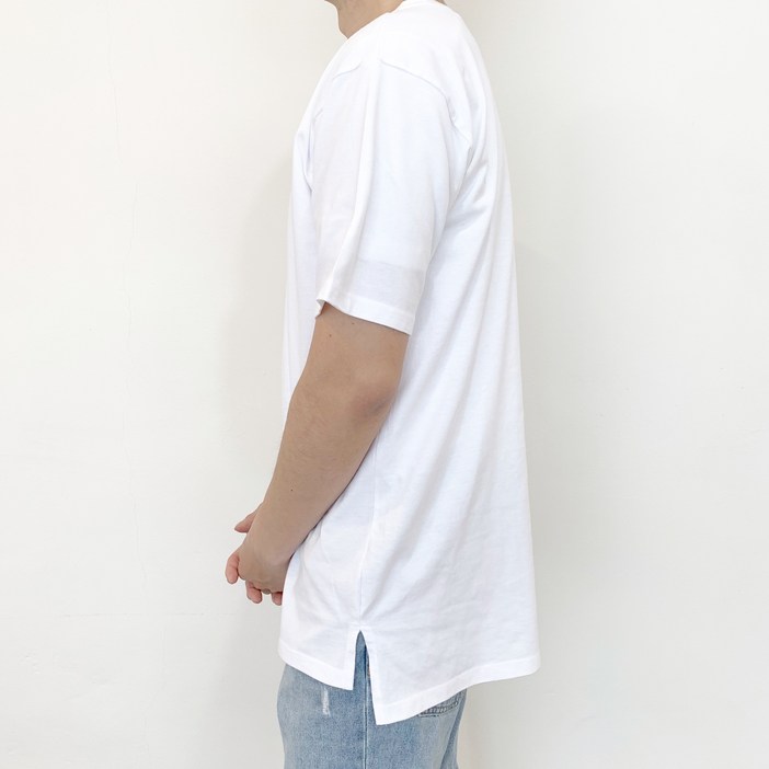 남녀공용 옆트임 레이어드 티셔츠 빅사이즈 무지 롱 반팔티 4XL