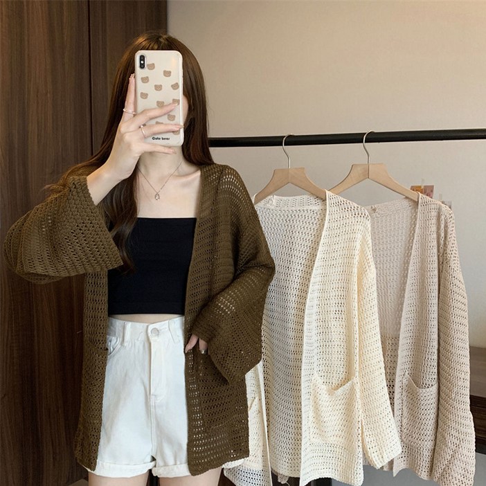 여름 3color 여성가디건 여행 비치웨어 그물가디건