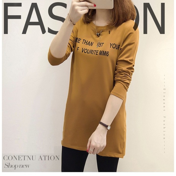 링크어패럴 알파벳 레터링 여성 롱 긴팔티 여성롱티 여자긴팔티