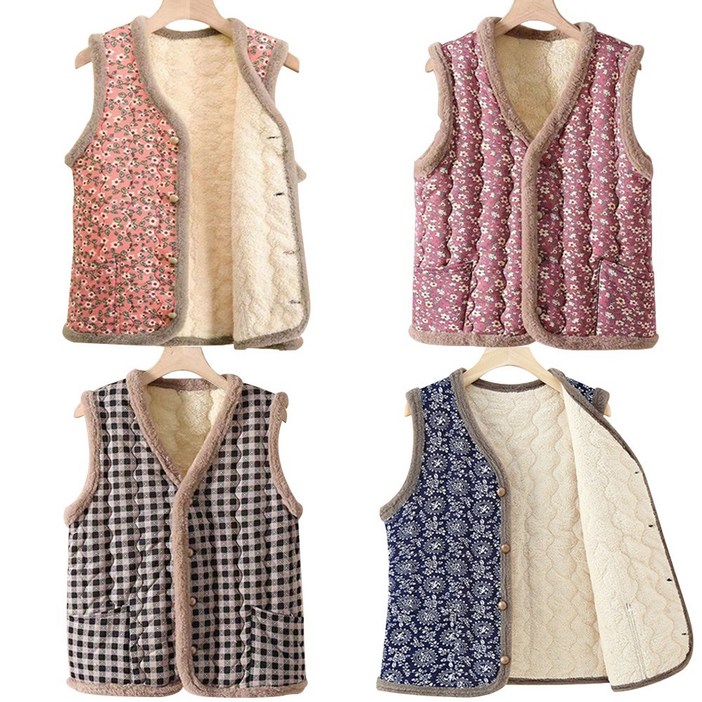 아모르주 할머니 조끼 2장세트 김장 촌캉스 옷 누빔 패딩