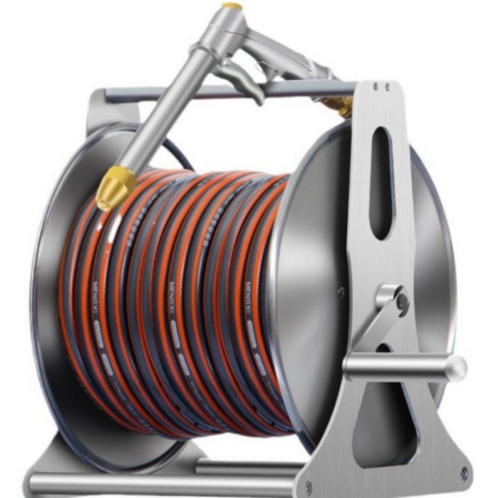 스테인리스 스틸 그레이 최고급 스테인레스 릴호스 고압 분사기 정원 호수 물, 72m