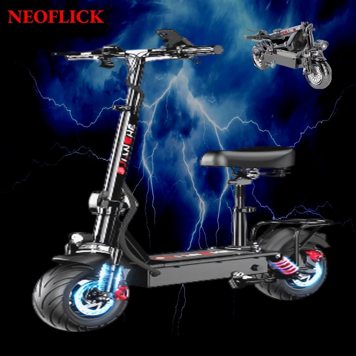 네오플릭 초장거리 전동킥보드 전기 접이식 고출력 출퇴근 성인 48V 1500W, 1개
