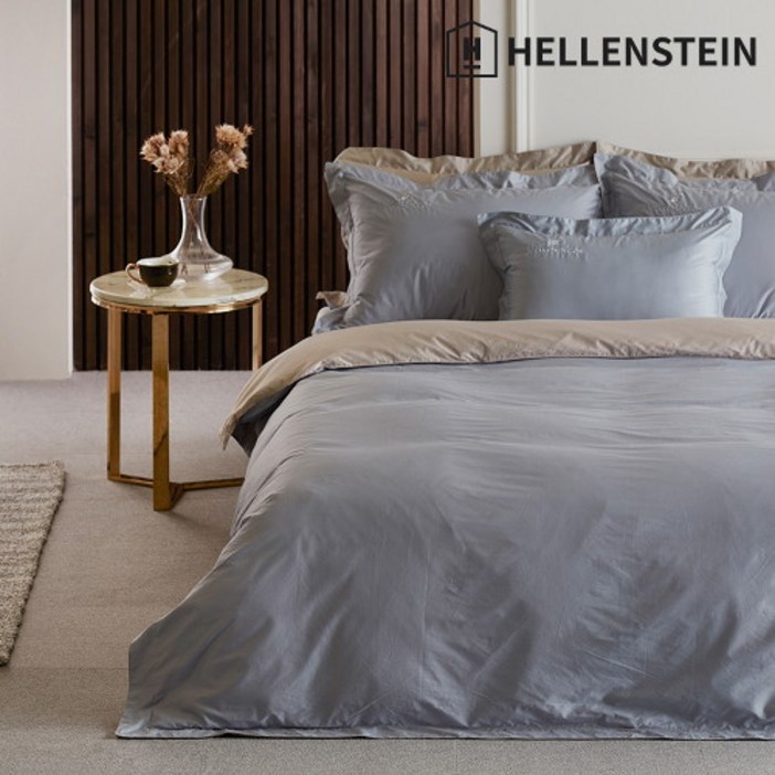 헬렌스타인 [헬렌스타인] 호텔콜렉션 100수 실키코튼 이불커버 세트 K, 색상선택:터키블루/연그레이, 상세 설명 참조