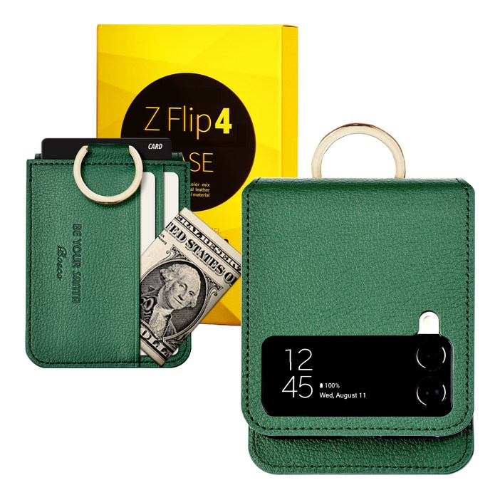 갤럭시 Z플립4 케이스 이태리 비건 가죽 힌지보호 카드 수납 링 지플립4 보스코카드포켓3 비앙코카드포켓1