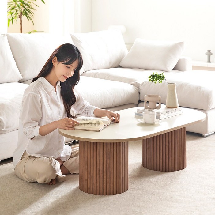 프롬홈 마들렌 템바보드 수납형 거실 소파테이블 2Size 2Colors