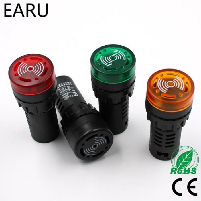 저스트씨 AD1622SM LED 액티브 부저 경고음 표시기 플래시 신호등 레드 그린 옐로우 블랙 12V 24V 110V 220V 380V 22mm 1 개