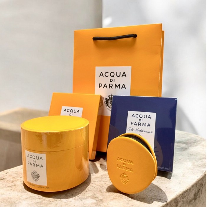 아쿠아 디 파르마 차량용 명품 방향제 선물 세트 카디퓨저, 1세트, 본조르노옐로우케이스