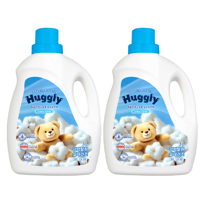 허글리 초고농축 섬유유연제 코튼캔디, 2개, 3L