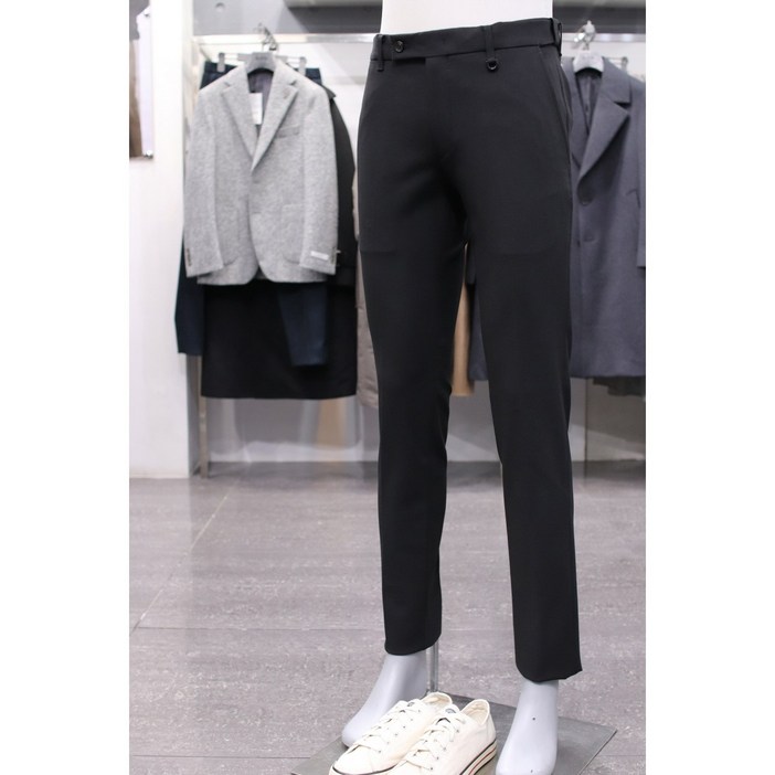 BON 슬랙스 BN2FT320BK 블랙 솔리드 베이직 고스판 밴딩 바지