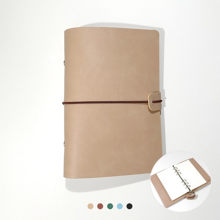 푸꾸푸꾸 빈티지 가죽 다이어리 업무 만년 바인더, 베이지