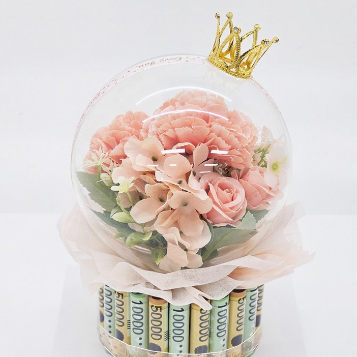 아크릴볼 티아라 용돈케이크완성품윈도우캐리어페이크머니무드전구