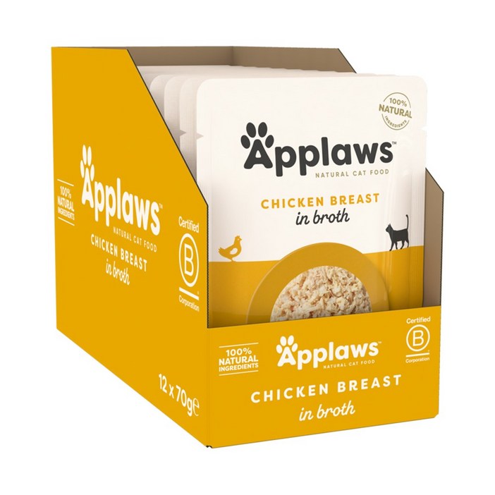 어플라우즈 고양이 간식 파우치, 12개, 70g, 닭가슴살 인 브로스