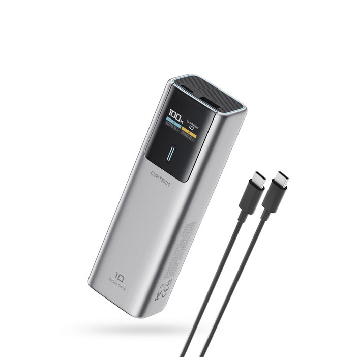 CUKTECH 쿡테크 10 파워뱅크 PD 150W 고속 충전 노트북 보조배터리 10000mAh240W C타입 고속 충전 케이블 세트, PB100P