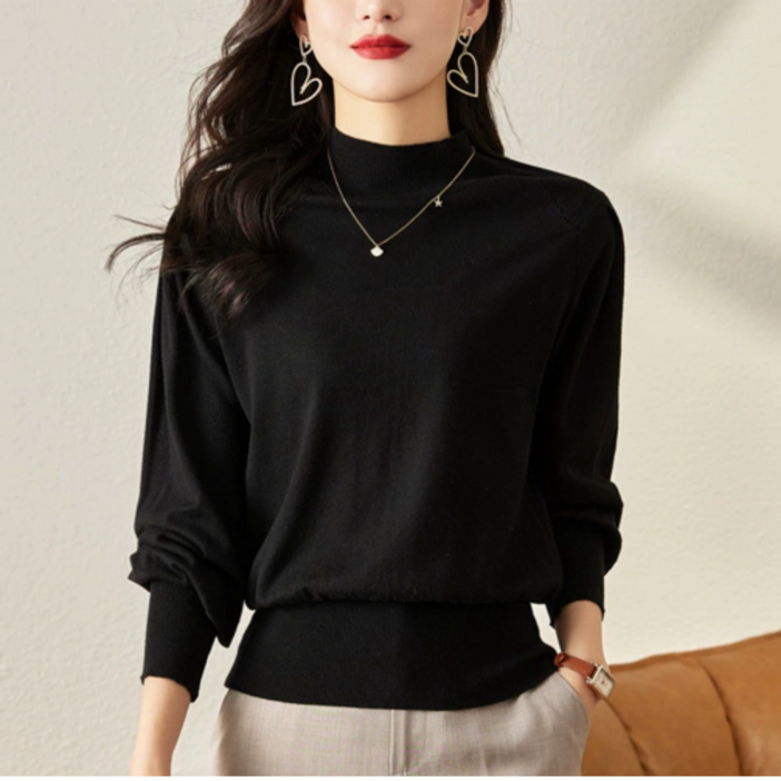 더블인 퍼프소매 니트 데일리 소프트 반목