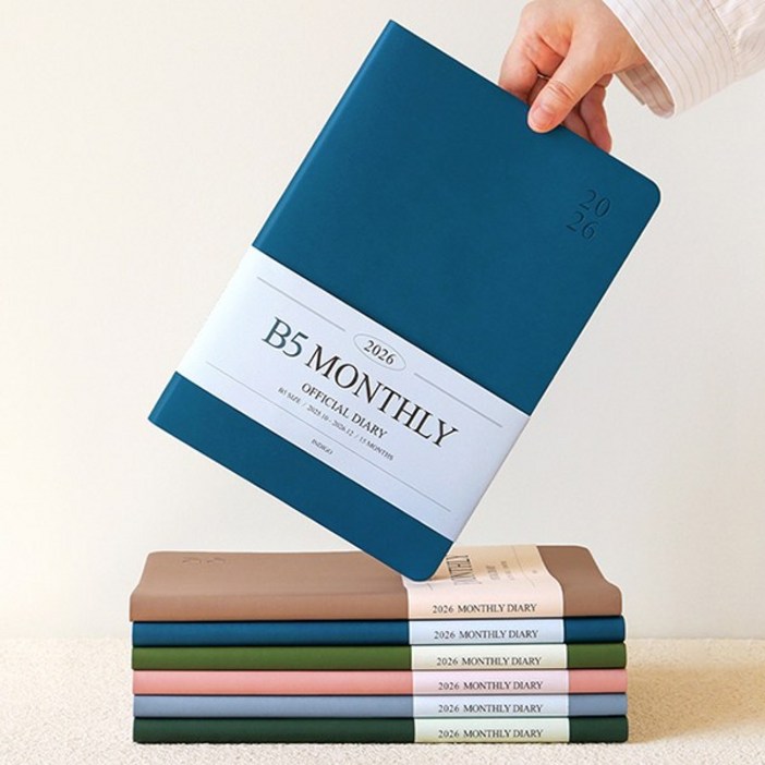 인디고 2026 오피셜 B5 먼슬리 다이어리 날짜형 월간 업무용, 핑크무스