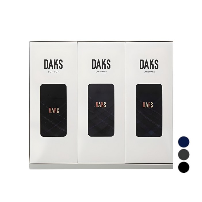 닥스 남성용 신사 중목 체크 3족 양말 선물세트  쇼핑백