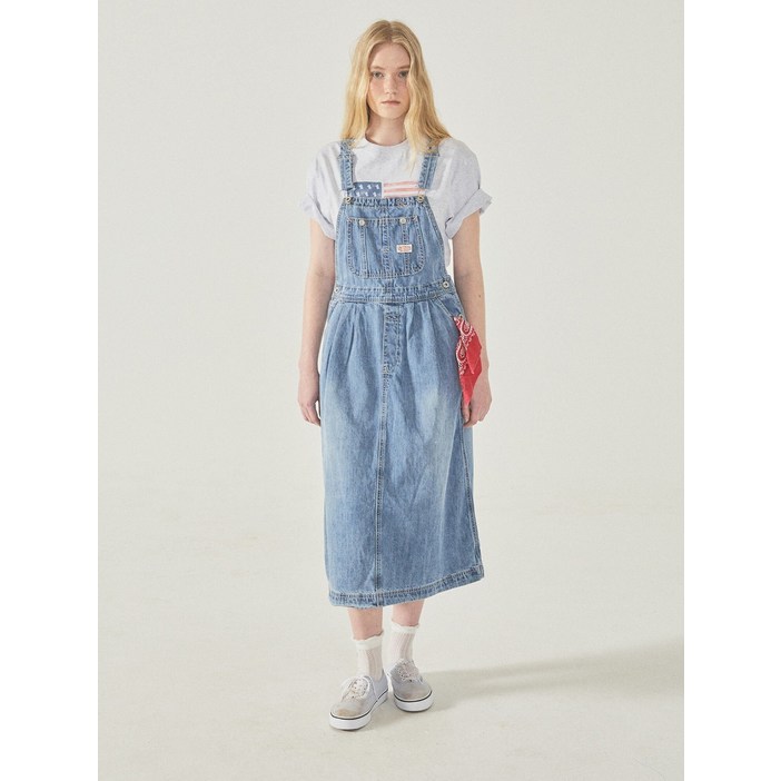 국내백화점 후아유 여성 쿨 데님 오버롤 원피스 멜빵치마 여름 시원한 코디