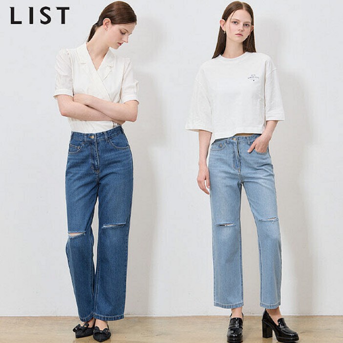 리스트 리스트  피치 샤벳 디스트로이드 데님 팬츠 (택가격 198000원) (P003661591)