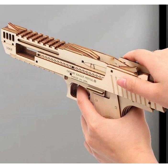 나무입체퍼즐 고무줄 장난감총 3D 우드 DIY 조립 키트