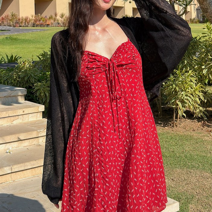 4488 비키비키 나스 볼레로 가디건 빅사이즈 가디건 커버업 크롭 루즈핏 가오리핏 긴팔 니트 비치웨어 비치상의 여름