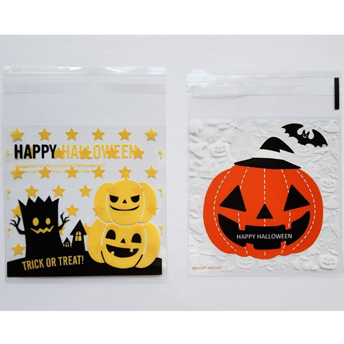 파티쏙 할로윈 사탕 포장 봉투 200매, 1세트, 스마일 호박