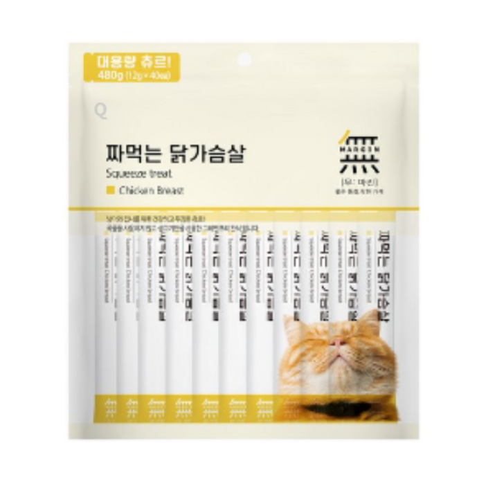 바우와우 무마진 짜먹는 고양이 간식, 닭가슴살 츄르 , 480g, 10개