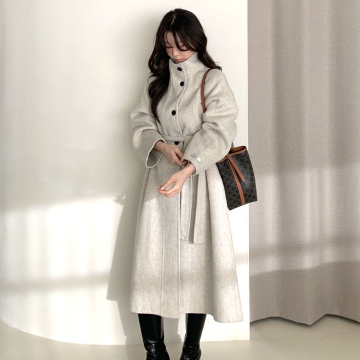 울 100 코트 여성 루즈핏 핸드메이드 3-4