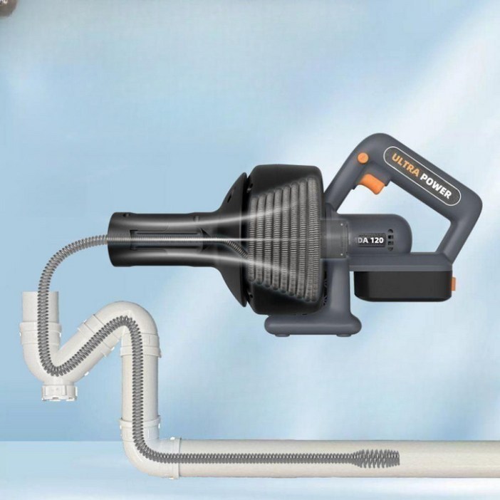 주방 하수구 싱크대 세면대 배수구 막힘 뚫는 기계 파이프 준설 도구, 21V 기본 모델 + 연장 막대