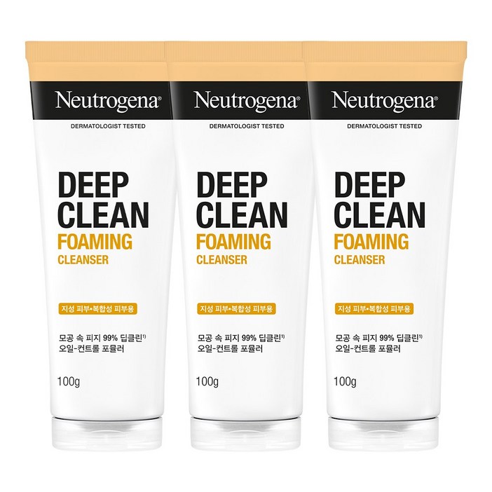 뉴트로지나 딥클린 포밍 클렌저, 100g, 3개