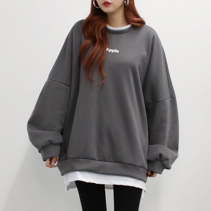 퀸비샵 특양면 메이플 레이어드 맨투맨//오버핏맨투맨 빅맨투맨 여자맨투맨 레이어드맨투맨